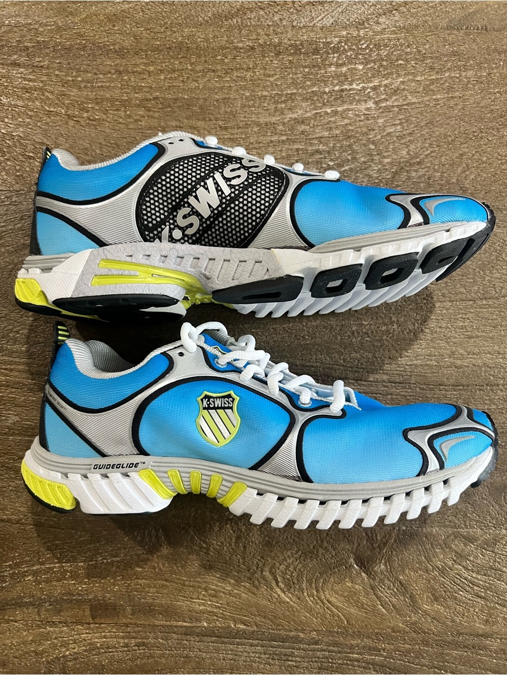K-Swiss Blue and Neon Yellow Kwicky Blade-Light Athletic Sneakers